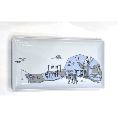 Assiette / Plateau rectangulaire en porcelaine 13 x 24 cm Days Full A FUTURE PERFECT, vue de haut