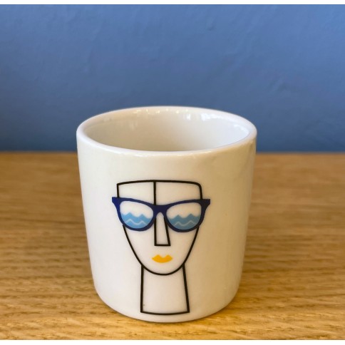 Porcelain Shot cup / Egg cup Cycladic Female Face A FUTURE PERFECT, front view