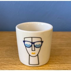 Porcelain Shot cup / Egg cup Cycladic Female Face A FUTURE PERFECT, front view