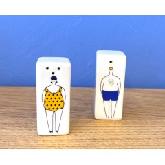 Porcelain Salt and Pepper Summer Lovers Couple 1 A FUTURE PERFECT, front view