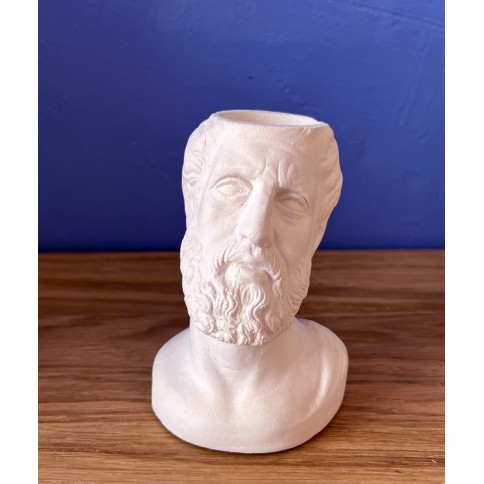 Statuette HIPPOCRATES white - pencil holder / candle holder / plant pot, A FUTURE PERFECT, front view