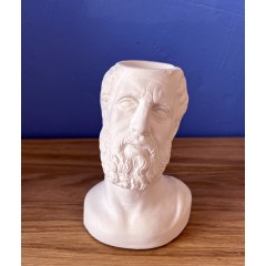 Statuette HIPPOCRATES white - pencil holder / candle holder / plant pot, A FUTURE PERFECT, front view
