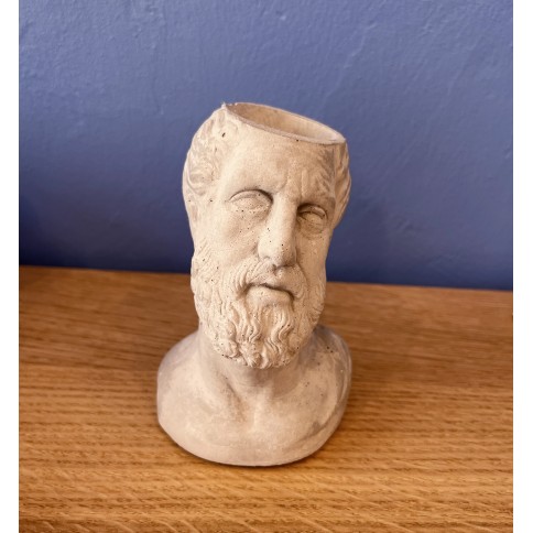 Statuette HIPPOCRATES grey - pencil holder / candle holder / plant pot, A FUTURE PERFECT, front view