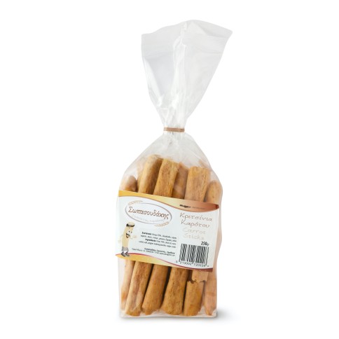 Gressins artisanaux à la carotte 250g SOPASOUDAKIS, vus de face