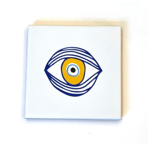 Ceramic coasters Eye BLue AFP, front view