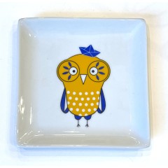 Assiette carrée en porcelaine 12 x 12 cm Sailor Owl A FUTURE PERFECT, vue de haut