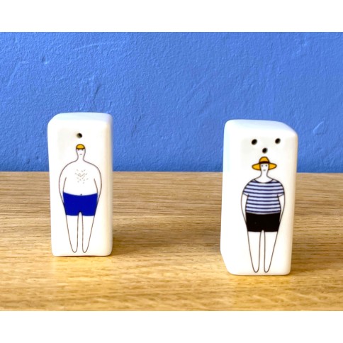Porcelain Salt and Pepper Summer Lovers Boys A FUTURE PERFECT, front view