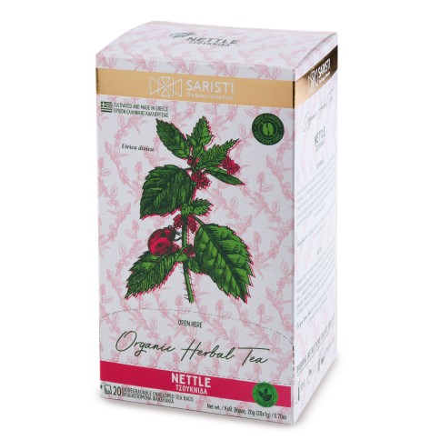 Organic Nettle Infusions Saristi, box of 20 bags, front view