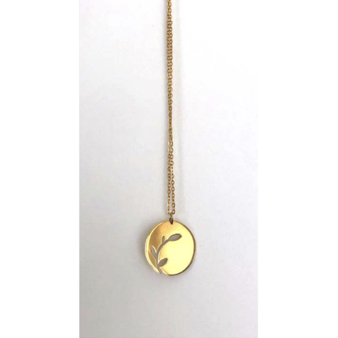 18k Gold plated pendant - Olive Branch A FUTURE PERFECT, front view