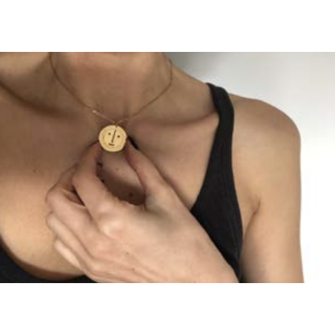 18k Gold plated pendant - Sun Face A FUTURE PERFECT, wore by a woman