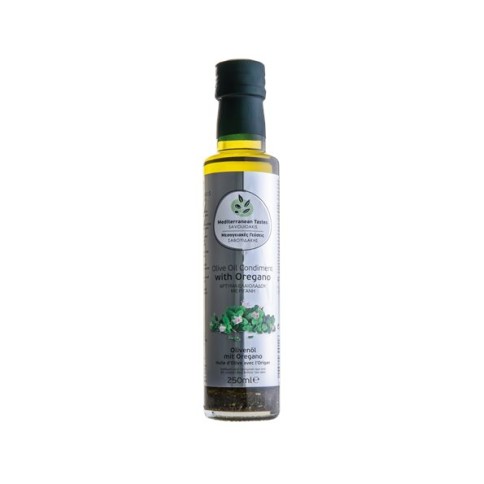 Huile d'olive à l’origan « Mediterranean Taste » 250ml SAVOUIDAKIS, vue de face