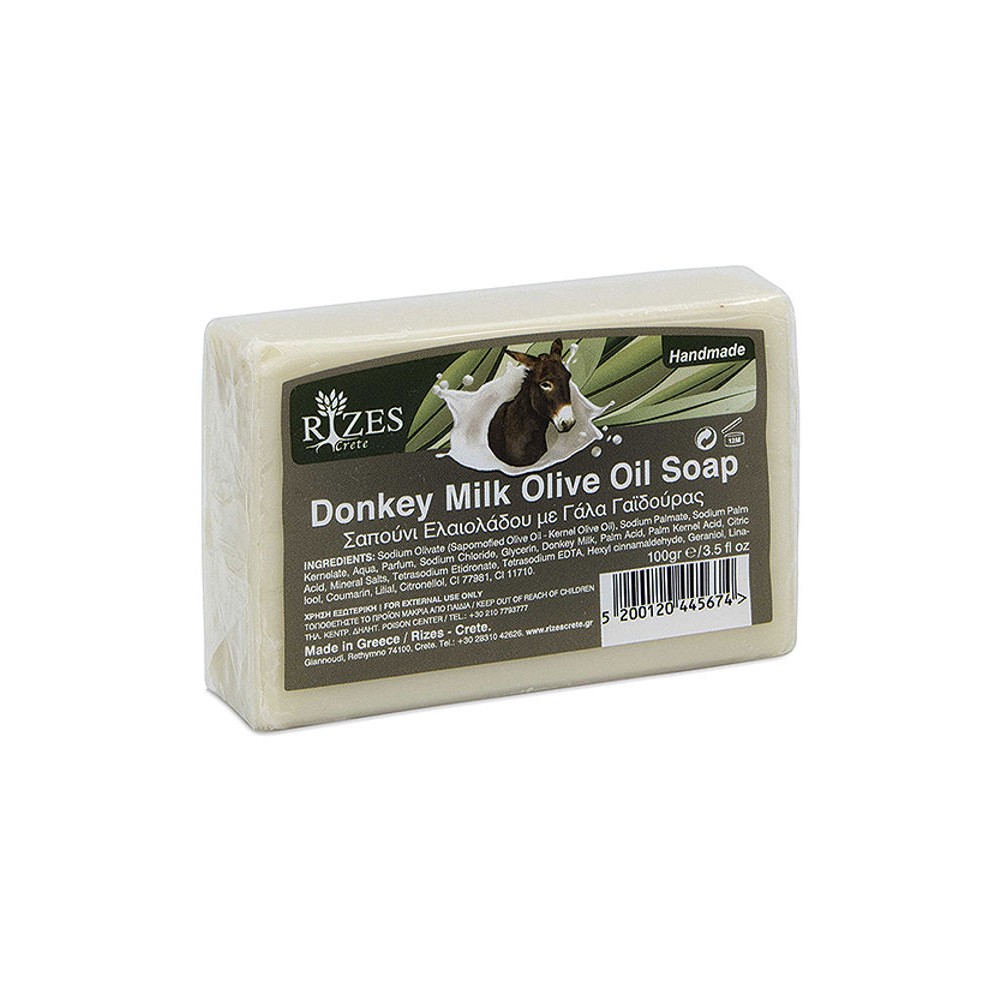Handmade cretan Donkey milk olive oil soap 100g RIZES CRETE