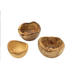 Irregular olive wood bowl 8cm RIZES CRETE, top view