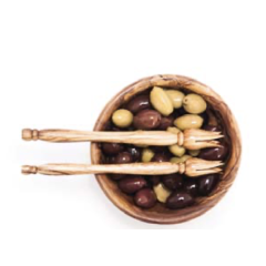Fourchette à olives en bois d'olivier RIZES CRETE, vu de haut