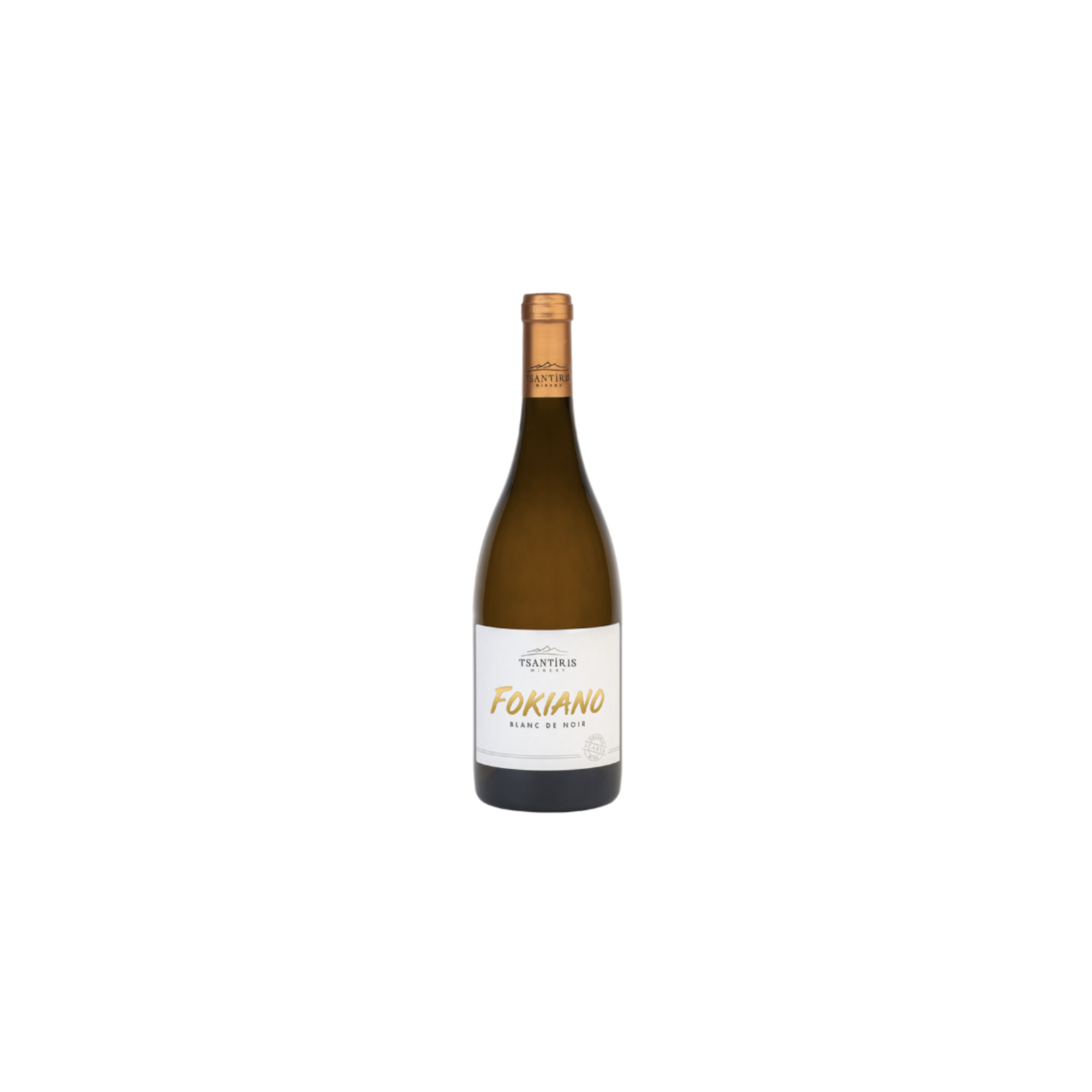 Fokiano Blanc de Noir, organic white P.G.I. wine of Ikaria 750ml TSANTIRIS, front view