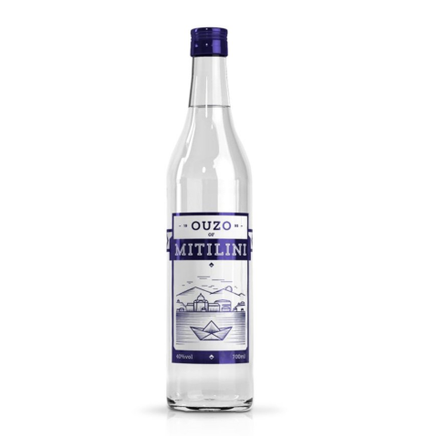 Ouzo Mitilini 700ml EVA DISTILLERY, vu de face