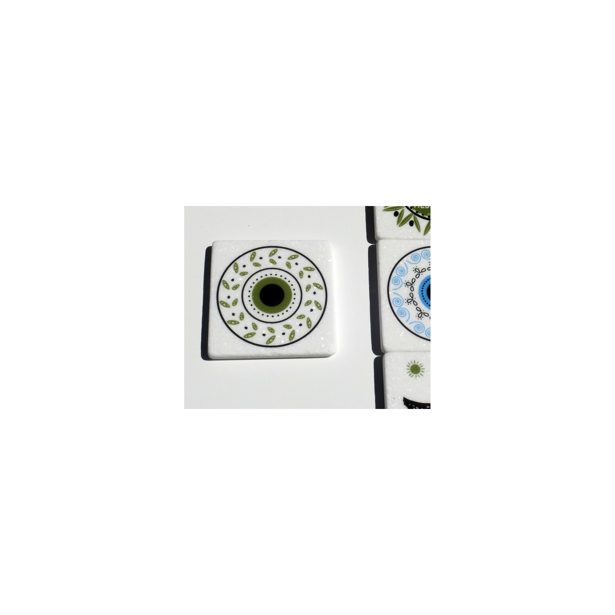 Dessous de verre en marbre Green Olive Eye AHGB, vu de face