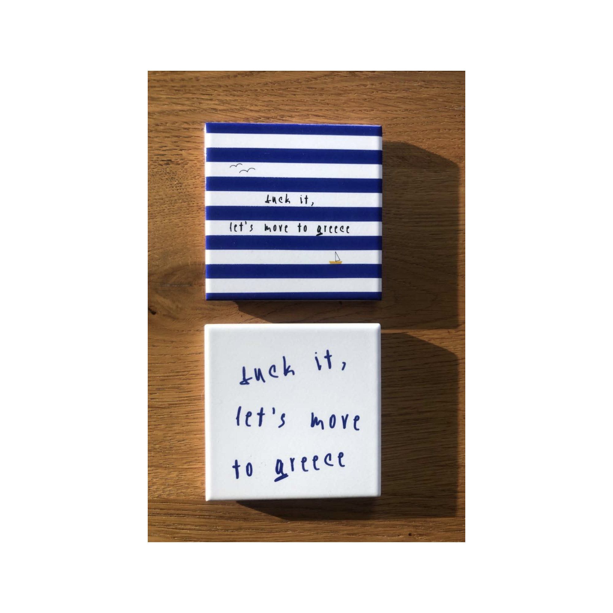 Ceramic coasters F*ck it AFP, front view