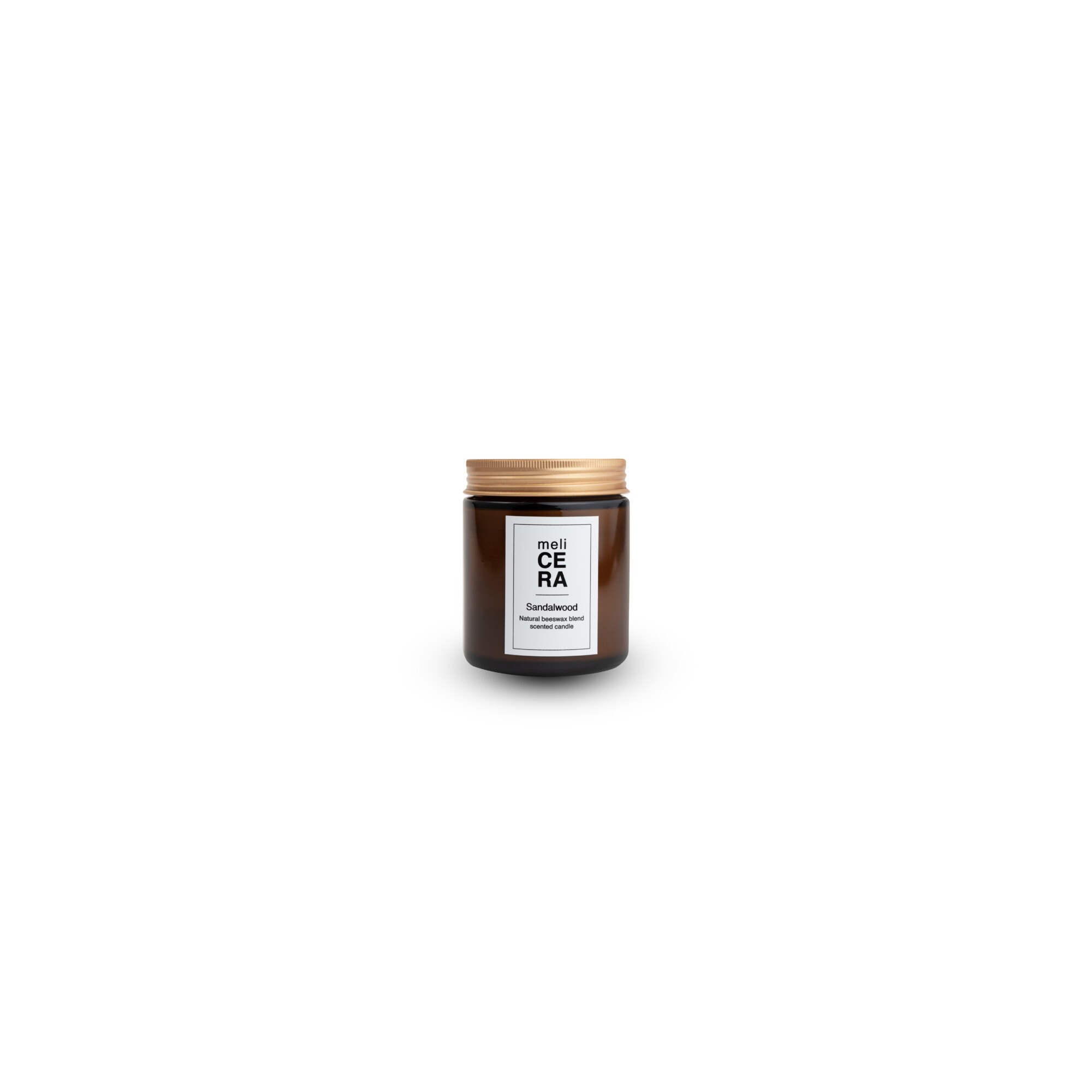 Bougie artisanale bois de santal 200g MELICERA, vue de face