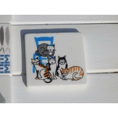 Dessous de verre en marbre Greek Cats AHGB, vu de face