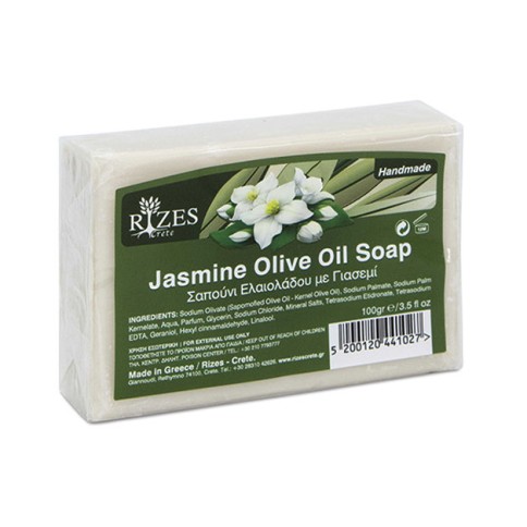 Jasmine olive oil soap 100g RIZES CRETE, front view