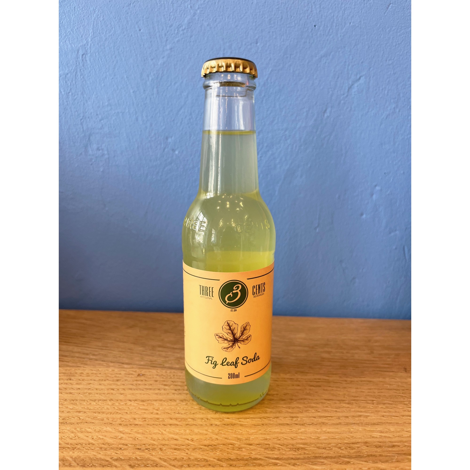 Soda à la feuille de figuier "Fig Leaf Soda" Three Cents en bouteille de 20cl, vu de face