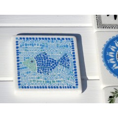 Dessous de verre en marbre Mosaic Fish AHGB, vu de face