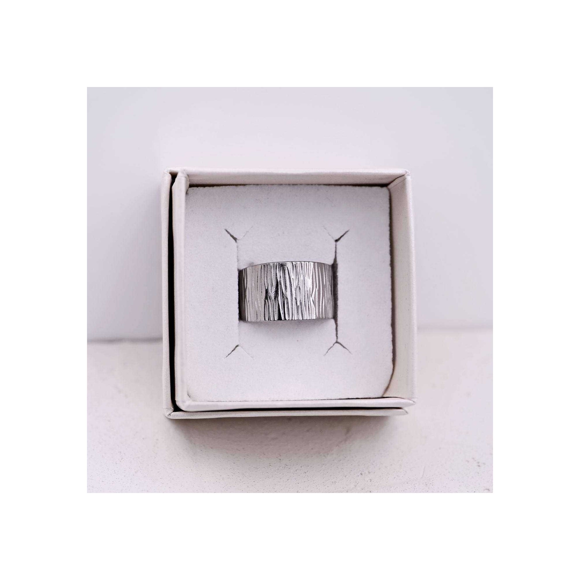 Argento art ring POUPADOU, front view in a box