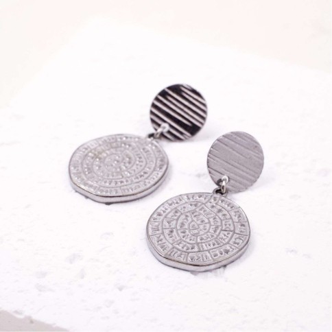 Boucles d'oreilles Phaistos plaquées argent POUPADOU, vues de face