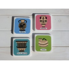 Dessous de verre en marbre Amphores AHGB, vu de face