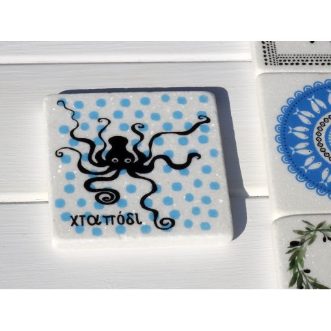 Dessous de verre en marbre Dotty Octopus AHGB, vu de face