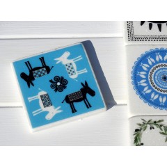 Dessous de verre en marbre Blue Donkey AHGB, vu de face