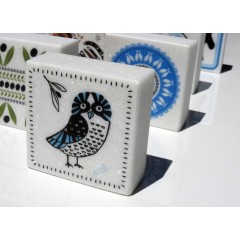Μαρμάρινο πρες παπιέ Greek Owl AHGB, μπροστινή όψη