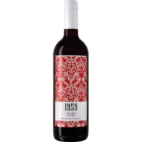 1959 ΠΓΕ Φλώρινα, ερυθρός ξηρός οίνος 75cl Amyntas winery, μπροστινή όψη