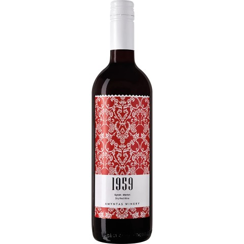 1959 dry red wine PGI Florina 75cl Amyntas winery, front view