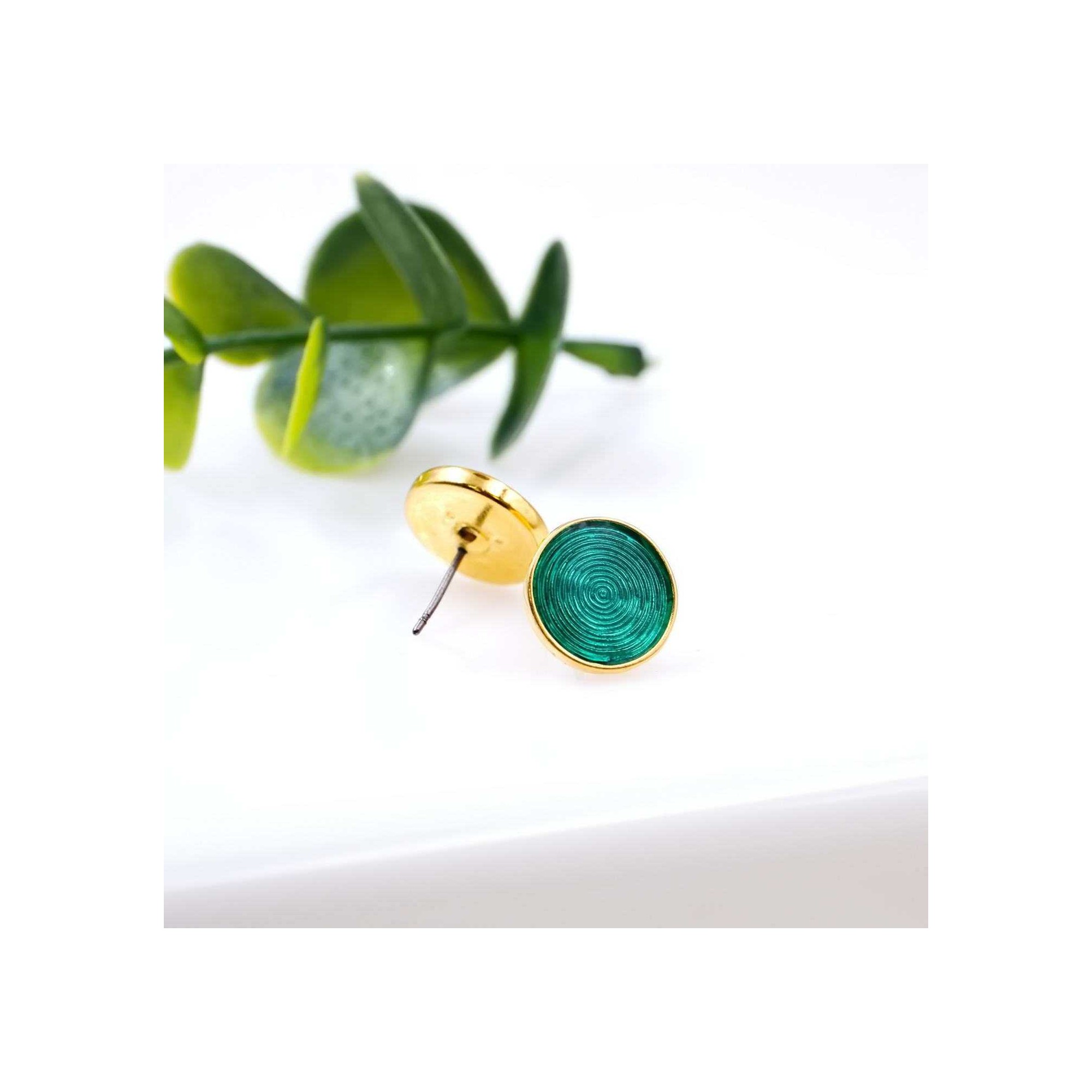 Boucles d'oreilles Green Dot POUPADOU, vues d'angle