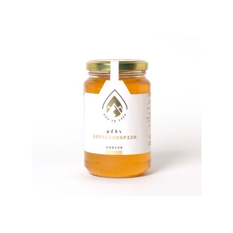Miel aux fleurs Dervenochoria 450g MOURIKI, vu de face