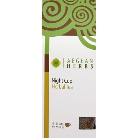 Night Cup Blend Herbal Tea 30g Aegean Herbs, front view