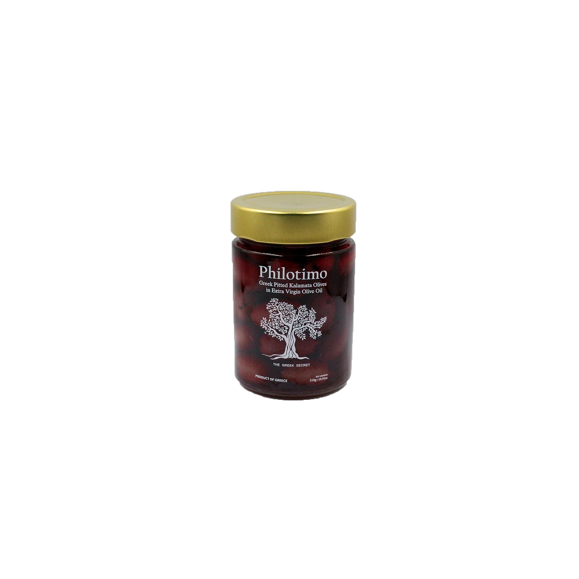 Olives de Kalamata dénoyautées 310g PHILOTIMO, vue de face