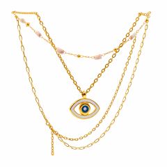 Double Enamel Eye Necklace POUPADOU, front view