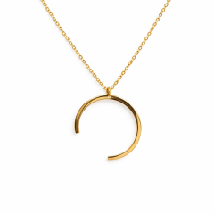 18k Gold plated pendant - Circle Three Quarters AFP, front view