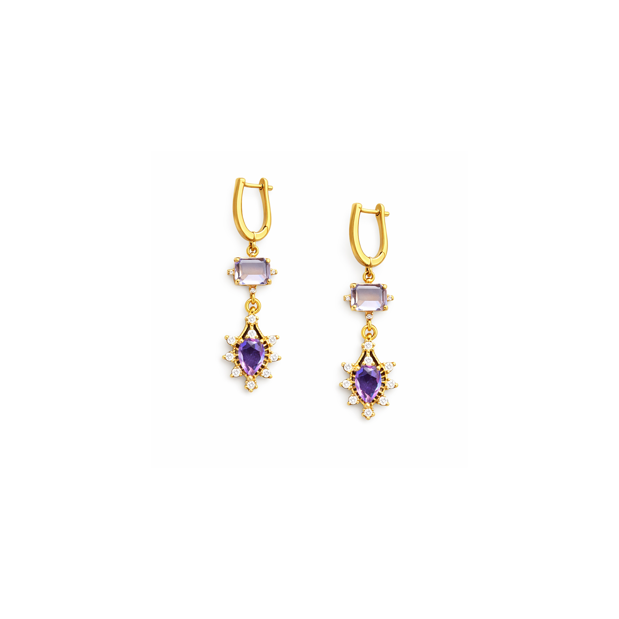 Earrings lilac "Ioli" POUPADOU, front view