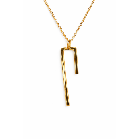 Pendentif et boucles d'oreilles plaqué or 18k - Linear AFP, vu de face