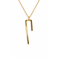 Pendentif et boucles d'oreilles plaqué or 18k - Linear AFP, vu de face