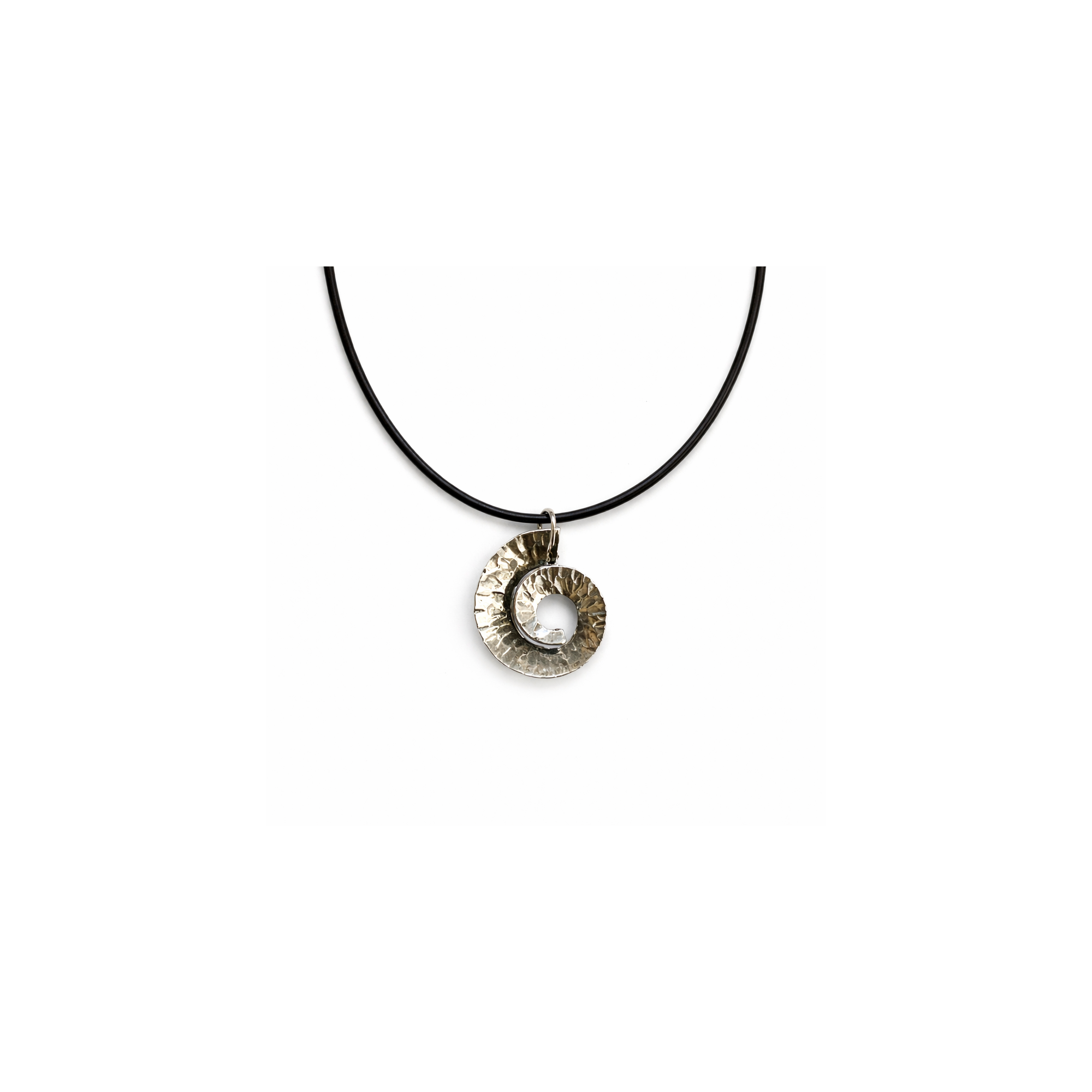 Spiral pendant silver antique POUPADOU, front view