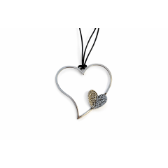 Pendant "Double Coeur" silver plated POUPADOU, front view