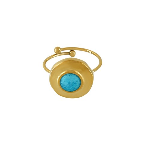 Bague Agape turquoise POUPADOU, vue de face
