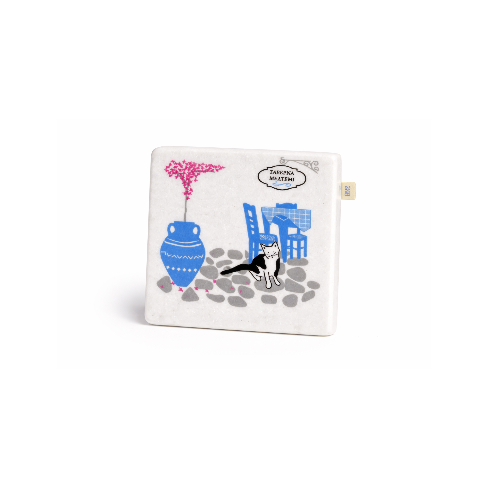 Marble coasters Taverna cat AHB, front view