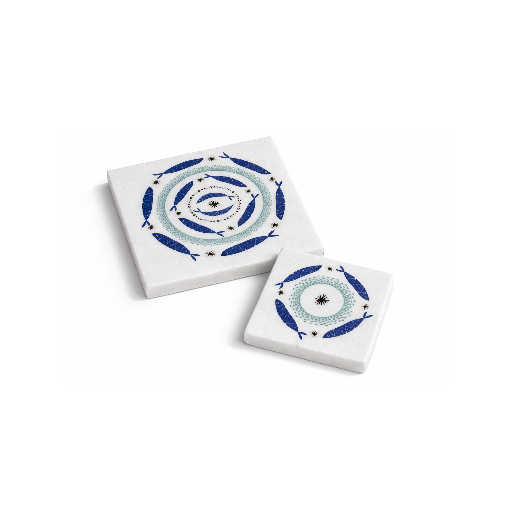 Marble coasters Greek Sea Treasures-Sardines AHB, front view