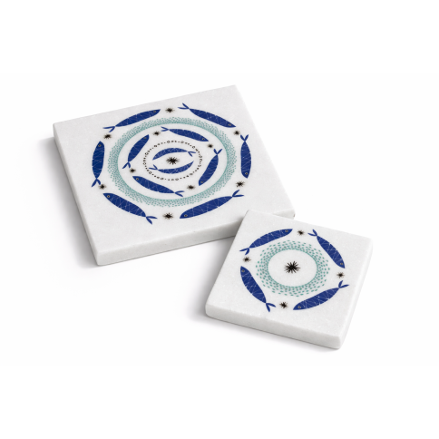 Marble coasters Greek Sea Treasures-Sardines AHB, front view